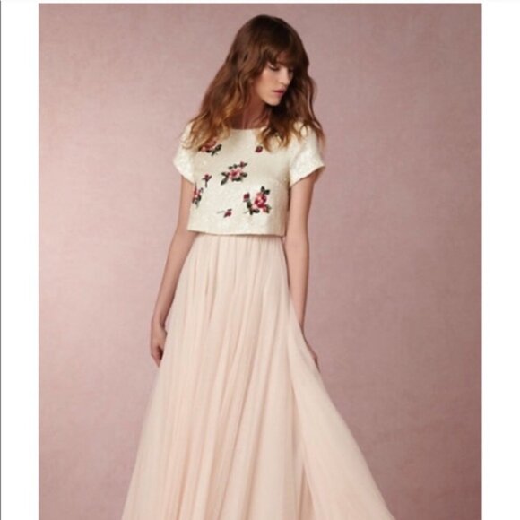 Bhldn Pallavi Mohan Tulley Sequin Floral Crop Top - Picture 2 of 16